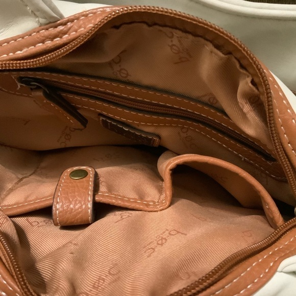 BOC- brown/grey and cream colored shoulder bag. Leather straps. 3 sections. - Picture 5 of 9